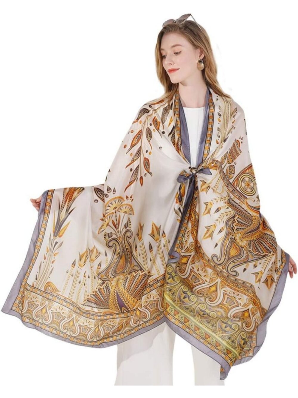Luxurious 100% Mulberry Silk Pashmina Shawl Wrap for Women, 90"x43" - Elegant
